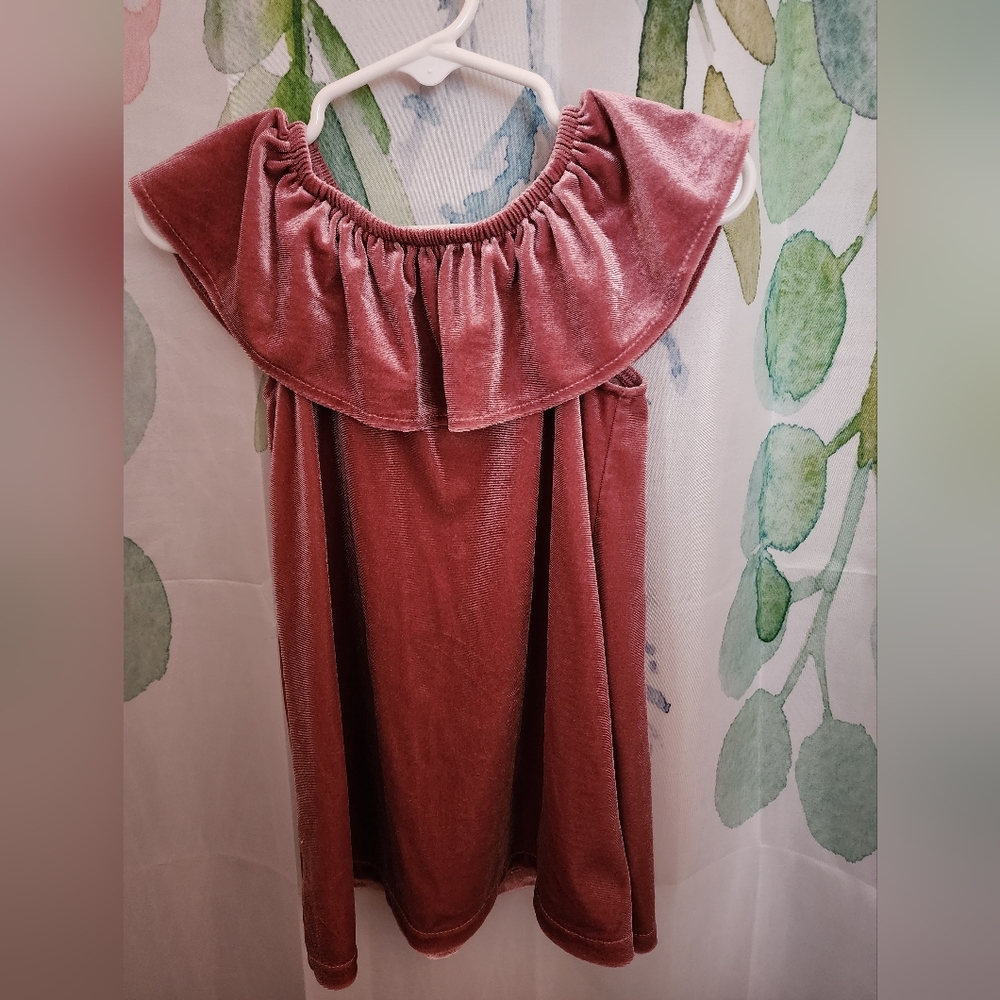 Old Navy baby girl pink velvet swing dress Sz 18-24 mo